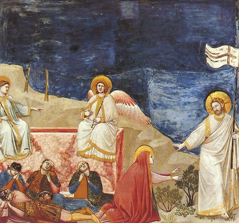 Rappresentazione  della Risurrezione di Gesù ad opera di Giotto 